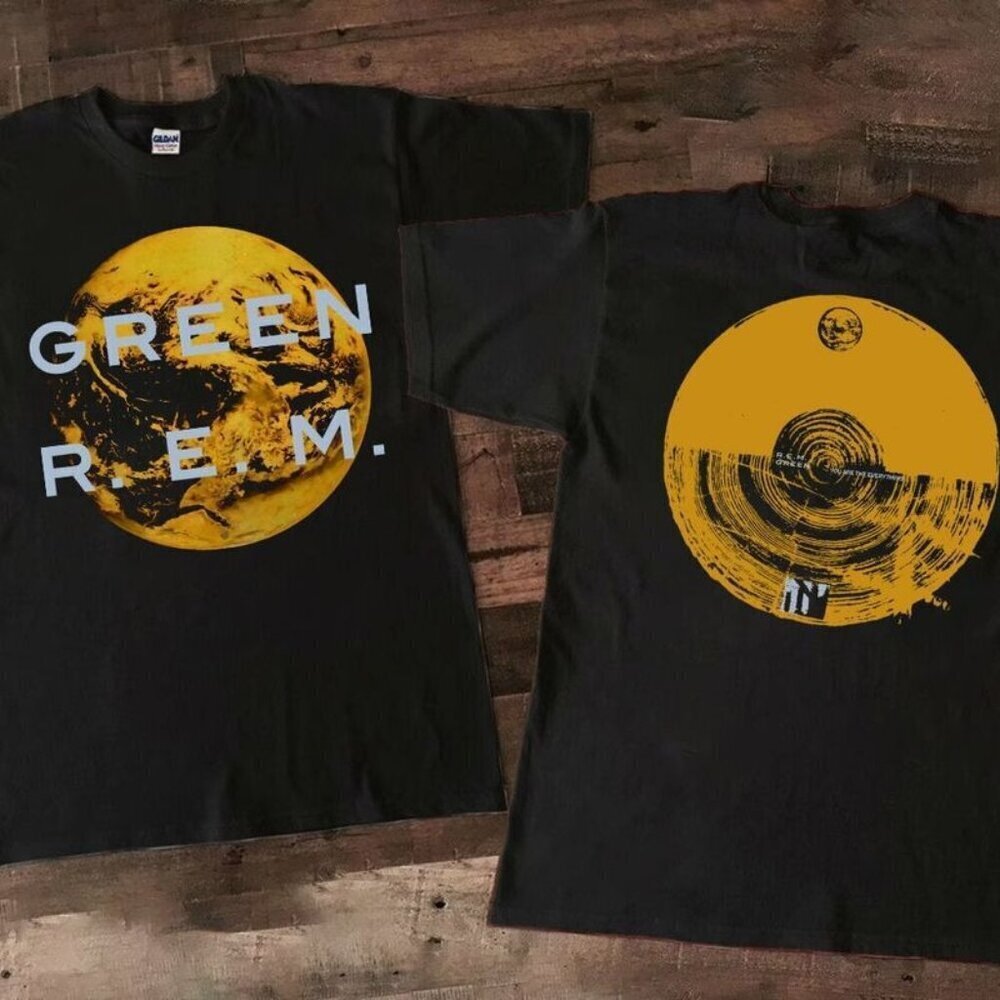 REM Green Tour 1989 Graphic Unisex 2 Sided T-Shirt Alternative Rock Tee .